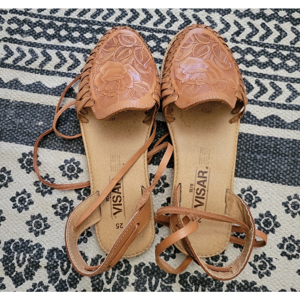 NWOT Made in Mexico Huaraches/sandals leather size 25 with ankle tie